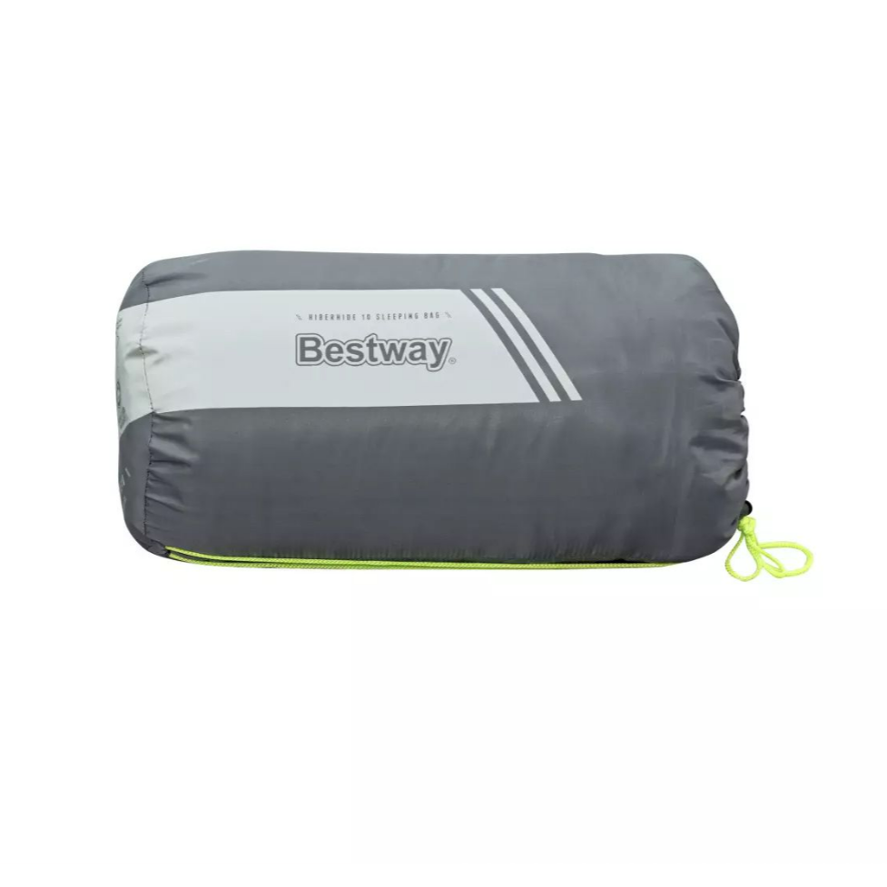 Sac de dormit usor si compact, Bestway, poliester 170T, spuma termica, impermeabil, 800 g, pentru camping si drumetii, 220 x 75 x 50 cm, gri/verde Sac de dormit usor si compact, Bestway, poliester 170T, spuma termica, impermeabil, 800 g, pentru camping si drumetii, 220 x 75 x 50 cm, gri/verde